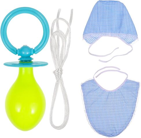 USHOBE Funny Adults Pacifier Bib Hat Set Baby Clothing Cosplay Outfit Party Props Reusable Washable Accessories for Men Women in Kuwait