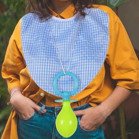 USHOBE Funny Adults Pacifier Bib Hat Set Baby Clothing Cosplay Outfit Party Props Reusable Washable Accessories for Men Women in Kuwait