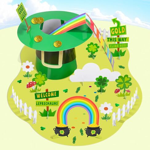 Uniticber DIY Leprechaun Trap Kit St Patrick's Day Craft Set Saint Patricks Party Supplies Catch a Leprechaun Rainbow Irish Themed Kids Activity Funny Leprechaun Trap Kit Supplies Toys Crafts Gift in Saudi Arabia