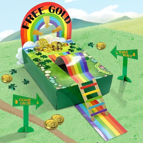Uniticber DIY Leprechaun Trap Kit St Patrick's Day Craft Set Saint Patricks Party Supplies Catch a Leprechaun Rainbow Irish Themed Kids Activity Funny Leprechaun Trap Kit Supplies Toys Crafts Gift in Saudi Arabia