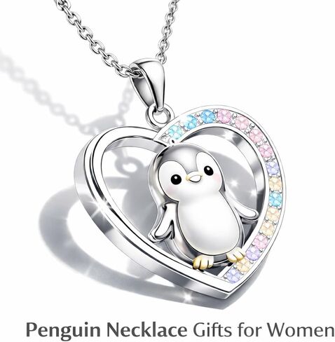 هدايا قلادة البطريق للنساء - قلادة قلادة على شكل قلب البطريق اللطيف، هدية مجوهرات لمحبي الحيوانات لأعياد الميلاد والكريسماس والصداقة ولمجرد سبب in Kuwait