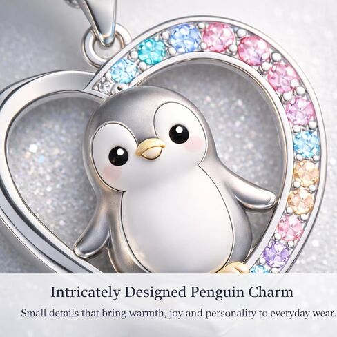 هدايا قلادة البطريق للنساء - قلادة قلادة على شكل قلب البطريق اللطيف، هدية مجوهرات لمحبي الحيوانات لأعياد الميلاد والكريسماس والصداقة ولمجرد سبب in Kuwait