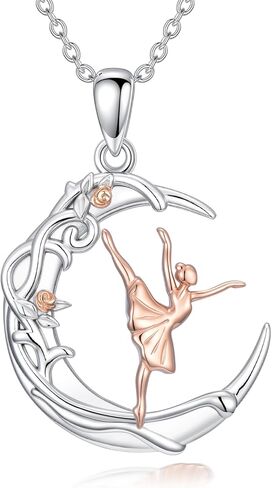 ROMANTICWORK قلادة راقصة الباليه 925 الفضة الاسترليني القمر البيانو / اللوحة / الغيتار قلادة قلادة Musuc مجوهرات للنساء ابنة عيد ميلاد عيد الميلاد in Kuwait