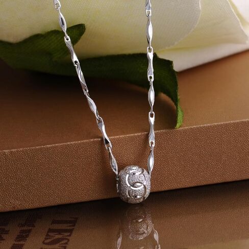 925 Rotating Bead Pendant Necklace for Women: Dainty Minimalist Chain with Silvery Tone, Hypoallergenic Coquette Jewelry for Daily Wear or Gifting in Saudi Arabia