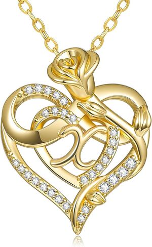 14k Gold Heart Initial Necklaces for Women, Dainty Letter Pendant Chain Necklace, Letter A to Z Initial Jewelry, Anniversary Birthday Gifts for Her Wife Mom Daughter in Saudi Arabia