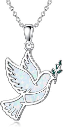 Dove/Hummingbird/Red Cardinal Necklace 925 Sterling Silver Turquoise/Opal/MoonStone/Malachite Bird Necklace Dove Pendant Jewelry for Women Men in Kuwait