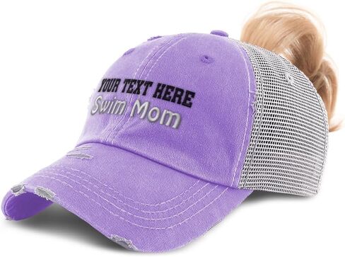 Ponytail Cap Women's Baseball Cap Embroidered Swim Mom Swimming Mother Mama Cotton in Saudi Arabia