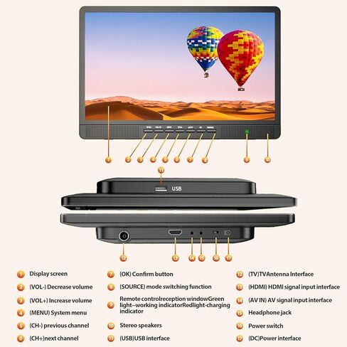 NORTHING 18" Portable TV with Remote, 1080P Small Portable TV with 7000mAh Rechargeable Battery,Battery Operated TV for Camping RV Patio Kitchen Living Room Bedroom Power Outage in Saudi Arabia