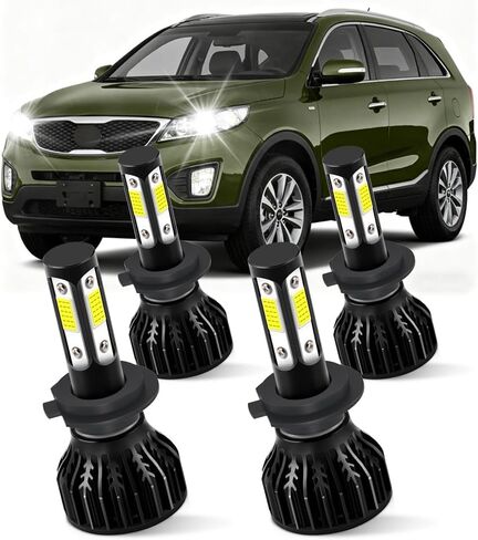 Custom for Kia Sorento 2014 2015 2016 2017 2018 Light Bulbs High Low Beam Combo Bulb 6000K White 25000LM Lamp Easy Installation 4PCS in Saudi Arabia