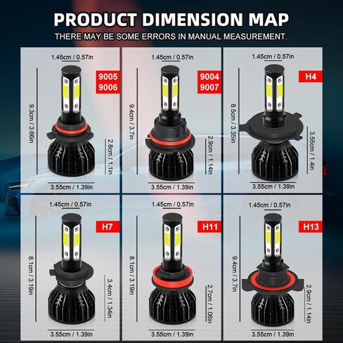 Custom for Kia Sorento 2014 2015 2016 2017 2018 Light Bulbs High Low Beam Combo Bulb 6000K White 25000LM Lamp Easy Installation 4PCS in Saudi Arabia