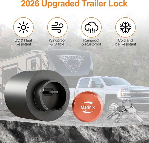 Trailer Coupler Lock Fits 2-5/16 Inch Couplers, Heavy Duty Trailer Hitch Lock, Automatic Pop-Up Design, 360° Tamper-Proof, Weatherproof Hook Coupler Lock for RV | Trailer | Boat | Cargo | Pickup in Saudi Arabia