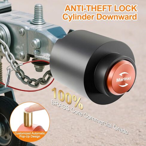 Trailer Coupler Lock Fits 2-5/16 Inch Couplers, Heavy Duty Trailer Hitch Lock, Automatic Pop-Up Design, 360° Tamper-Proof, Weatherproof Hook Coupler Lock for RV | Trailer | Boat | Cargo | Pickup in Saudi Arabia
