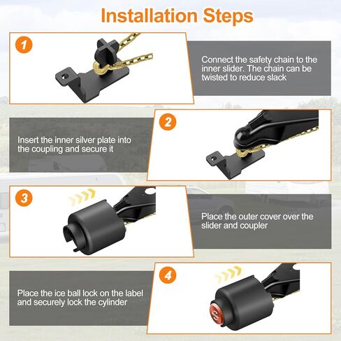 Trailer Coupler Lock Fits 2-5/16 Inch Couplers, Heavy Duty Trailer Hitch Lock, Automatic Pop-Up Design, 360° Tamper-Proof, Weatherproof Hook Coupler Lock for RV | Trailer | Boat | Cargo | Pickup in Saudi Arabia
