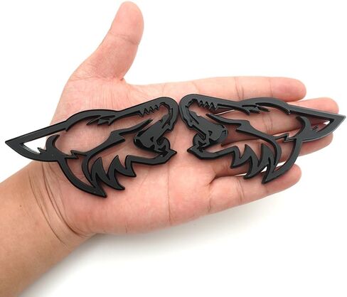 Pair Set Coyote Emblem Badges Custom New Replacement for Universal Car Body Motorcycle SUV Door Window Decoration (Black) in Saudi Arabia