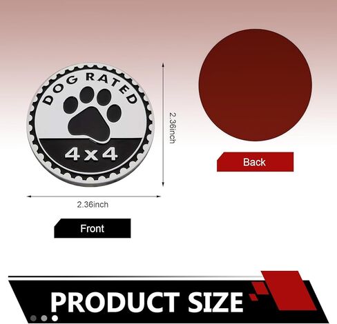 Dogs Badge Rated Car Emblem, 4 x 4 Dog Car Badge Emblem, 3D Metal Round Doggy Paw Print Auto Badges Emblems Decal, Compatible with Jeep Wrangler Truck Vehicle SUV, Auto Exterior Decoration in Saudi Arabia