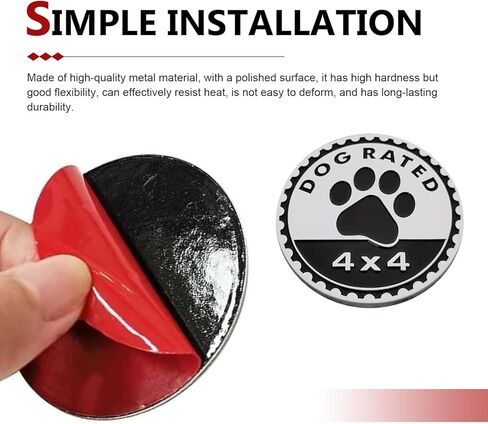 Dogs Badge Rated Car Emblem, 4 x 4 Dog Car Badge Emblem, 3D Metal Round Doggy Paw Print Auto Badges Emblems Decal, Compatible with Jeep Wrangler Truck Vehicle SUV, Auto Exterior Decoration in Saudi Arabia