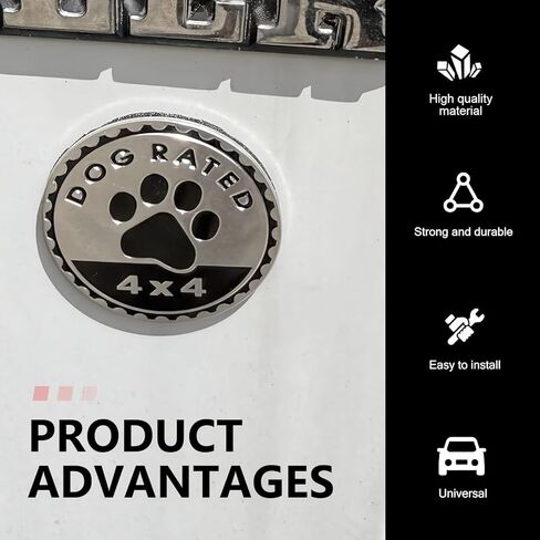 Dogs Badge Rated Car Emblem, 4 x 4 Dog Car Badge Emblem, 3D Metal Round Doggy Paw Print Auto Badges Emblems Decal, Compatible with Jeep Wrangler Truck Vehicle SUV, Auto Exterior Decoration in Saudi Arabia
