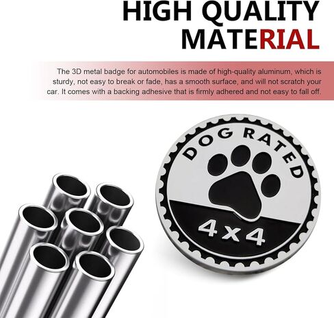 Dogs Badge Rated Car Emblem, 4 x 4 Dog Car Badge Emblem, 3D Metal Round Doggy Paw Print Auto Badges Emblems Decal, Compatible with Jeep Wrangler Truck Vehicle SUV, Auto Exterior Decoration in Saudi Arabia