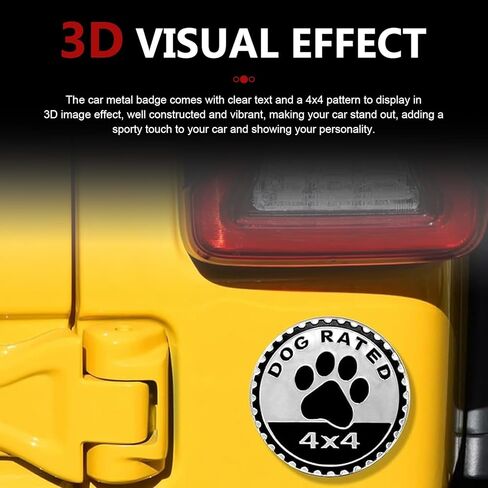 Dogs Badge Rated Car Emblem, 4 x 4 Dog Car Badge Emblem, 3D Metal Round Doggy Paw Print Auto Badges Emblems Decal, Compatible with Jeep Wrangler Truck Vehicle SUV, Auto Exterior Decoration in Saudi Arabia