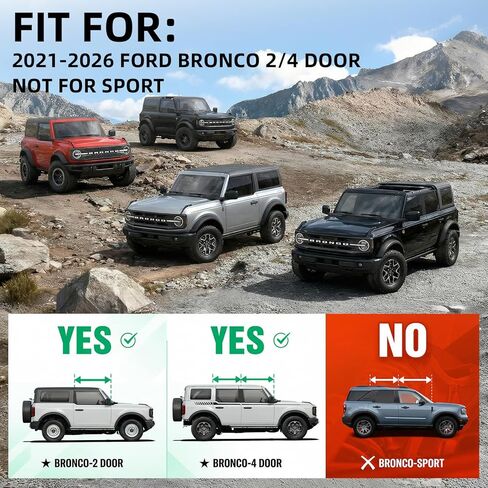 HOCHO مناسب لجيوب تخزين الأبواب الأمامية من برونكو، تصميم أصلي من الألومنيوم بنصف حجم أكثر ملاءمة، تركيب إطار مخفي أكثر ملاءمة، مناسب لملحقات Ford Bronco 2021-2026 2/4 أبواب in Kuwait