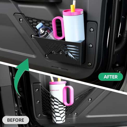 HOCHO مناسب لجيوب تخزين الأبواب الأمامية من برونكو، تصميم أصلي من الألومنيوم بنصف حجم أكثر ملاءمة، تركيب إطار مخفي أكثر ملاءمة، مناسب لملحقات Ford Bronco 2021-2026 2/4 أبواب in Kuwait