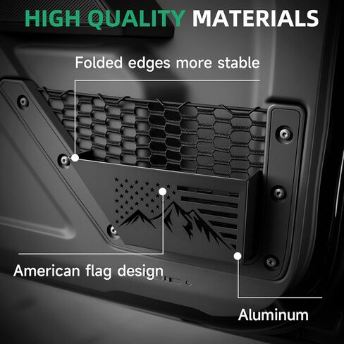 HOCHO مناسب لجيوب تخزين الأبواب الأمامية من برونكو، تصميم أصلي من الألومنيوم بنصف حجم أكثر ملاءمة، تركيب إطار مخفي أكثر ملاءمة، مناسب لملحقات Ford Bronco 2021-2026 2/4 أبواب in Kuwait