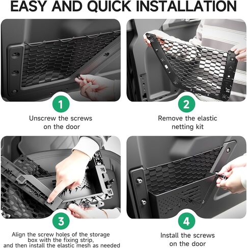 HOCHO مناسب لجيوب تخزين الأبواب الأمامية من برونكو، تصميم أصلي من الألومنيوم بنصف حجم أكثر ملاءمة، تركيب إطار مخفي أكثر ملاءمة، مناسب لملحقات Ford Bronco 2021-2026 2/4 أبواب in Kuwait