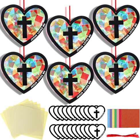 32 مجموعات عيد الفصح صليب Suncatchers Kits DIY مسيحي ديني الصليب ورقة VBS KIT KIT CARK CLESS EFFER in Kuwait