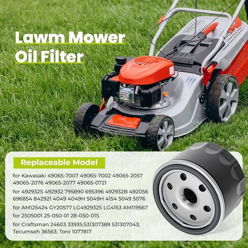 6-Pack 49065-0721 & 49065-7007 Oil Filter for Ka wasaki FR691V/FR730V/FR651V/FR600V/FX600V/FX730V/FS691V/FS651V Compatible with Cub Cadet zt1 50 & John Deere AM125424 Lawn Mowers in Kuwait