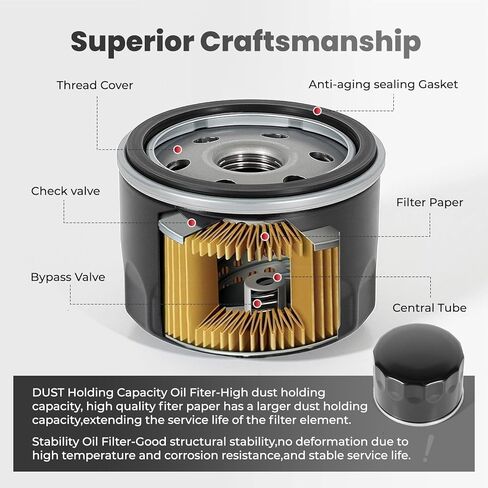 6-Pack 49065-0721 & 49065-7007 Oil Filter for Ka wasaki FR691V/FR730V/FR651V/FR600V/FX600V/FX730V/FS691V/FS651V Compatible with Cub Cadet zt1 50 & John Deere AM125424 Lawn Mowers in Kuwait