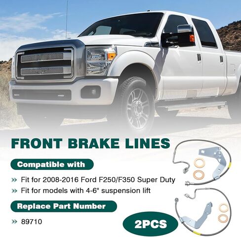 2 Pcs Front Brake Lines Fit for Ford 2008-2015 F250/F350 Super Duty 4-6" Suspension Lift Extended Stainless Steel Brake Line Replace for 89710 in Saudi Arabia