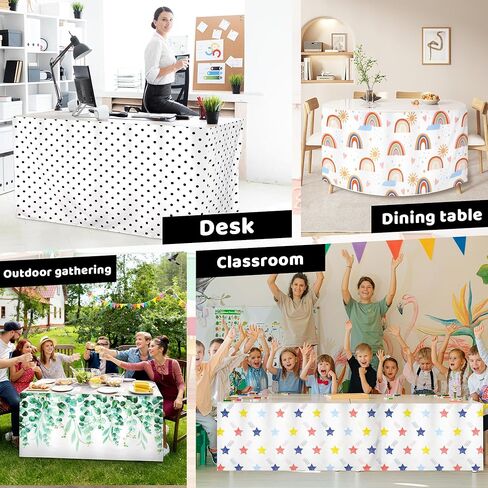 9FT Polka Dots Table Skirt for Teacher Desk Velvetlike Rectangular Teacher Desk Skirt for Classroom Office Cabinet Decorations Back to School Supplies (Black White Polka Dots, 108" x 29") in Saudi Arabia