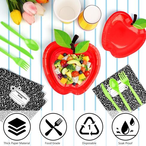 BORAMDO 202 قطعة من ديكورات حفلات العودة إلى المدرسة، تتضمن لوازم حفلات اليوم الأول من المدرسة أطباق ومناديل وأكواب وأدوات مائدة ومفارش طاولة ولافتة وبالونات لاحتفالات رياض الأطفال في الفصل الدراسي in Kuwait