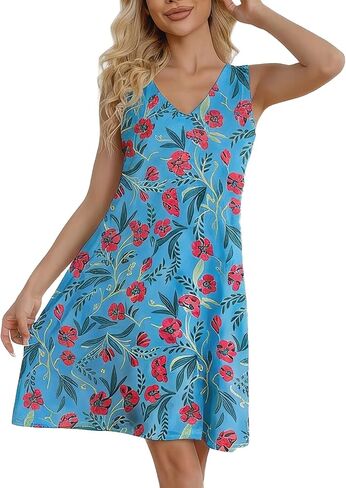 فساتين نوم بدون أكمام للنساء، فستان نوم مثير برقبة على شكل حرف V، قميص نوم ناعم بدون أكمام مع أشرطة واسعة in Kuwait