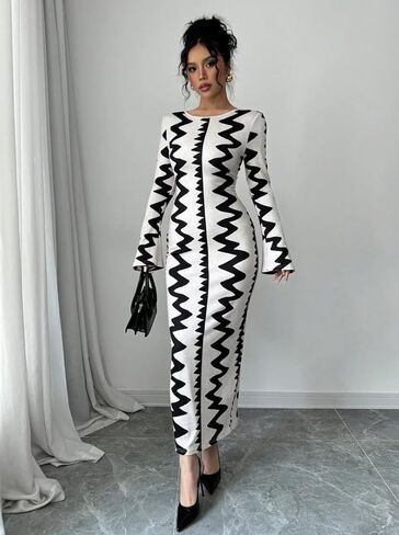 Women's Long Sleeve Bodycon Dress Maxi Casual Fall Club Party Long Tight Pencil Dresses in Saudi Arabia