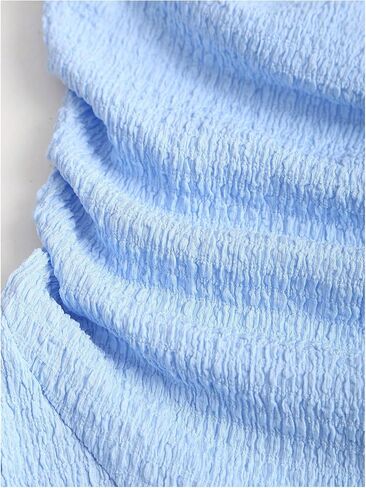 Floerns Women's Textured Layered Strapless Dress Ruched A Line Mini Tube Dresses in Saudi Arabia