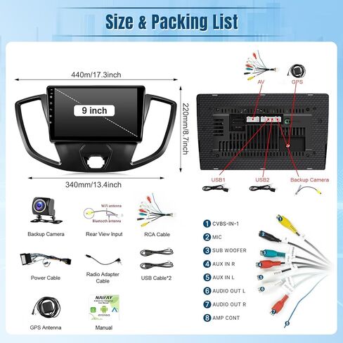Naifay Car Radio for Toyota RAV4 2006 2007 2008 2009 2010 2011 2012 Wireless Carplay & Android Auto, 2+32G 9inch IPS Touch Screen Car Stereo for RAV4 with Bluetooth/GPS/WiFi/SWC/Split Screen/Camera in Kuwait
