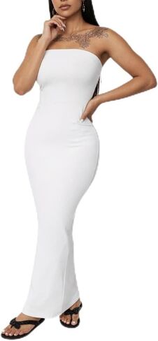 فستان Ulovmi نسائي طويل بدون حمالات طويل ملفوف كاجوال للحفلات وحفلات الكوكتيل in Kuwait