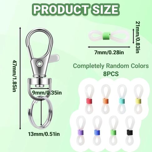 8PCS Retractable Pen Holder for Lanyard Assorted Colors Badge Reel Accessories, Mini Pen Clips with Colorful Silicone Rings and Lobster Clasps, Attachment for Nurse Teacher Student Daily Use in Kuwait