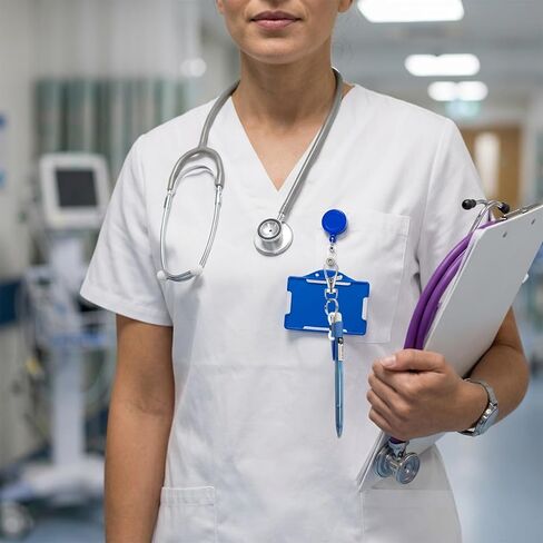 8PCS Retractable Pen Holder for Lanyard Assorted Colors Badge Reel Accessories, Mini Pen Clips with Colorful Silicone Rings and Lobster Clasps, Attachment for Nurse Teacher Student Daily Use in Kuwait