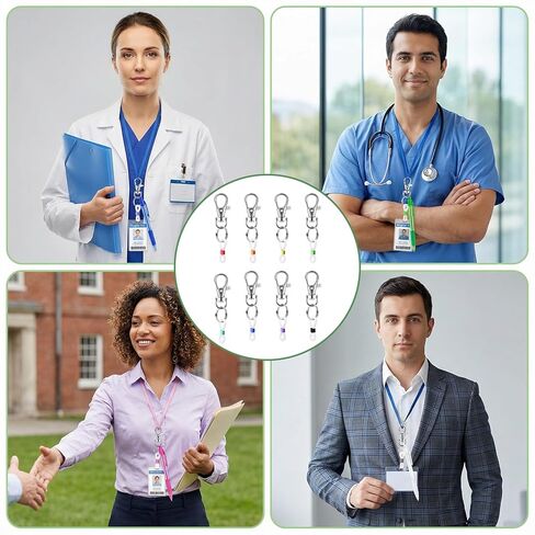 8PCS Retractable Pen Holder for Lanyard Assorted Colors Badge Reel Accessories, Mini Pen Clips with Colorful Silicone Rings and Lobster Clasps, Attachment for Nurse Teacher Student Daily Use in Kuwait