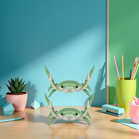 2Pcs Green Creative Crab Pen Holder Weightlifting Crabs Pen Stand Storage Rack, Pencil Holders Desk Supplies Holders and Dispensers, Desk Accessories and Workspace Organizer in Kuwait