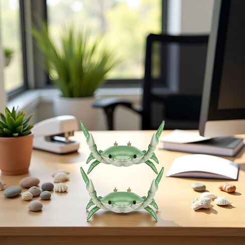 2Pcs Green Creative Crab Pen Holder Weightlifting Crabs Pen Stand Storage Rack, Pencil Holders Desk Supplies Holders and Dispensers, Desk Accessories and Workspace Organizer in Kuwait