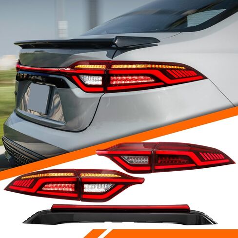 مصابيح خلفية LED لسيارة Toyota Corolla 2020-2024 مجموعة الضوء الخلفي مع ضوء الباب الخلفي/بدء الرسوم المتحركة/مصباح خلفي لإشارة الدوران المتسلسل (مدخن) in Kuwait