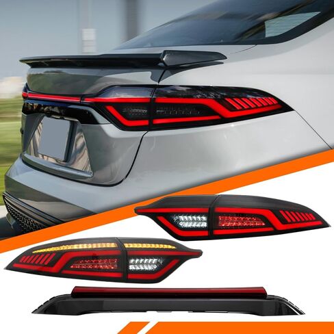 مصابيح خلفية LED لسيارة Toyota Corolla 2020-2024 مجموعة الضوء الخلفي مع ضوء الباب الخلفي/بدء الرسوم المتحركة/مصباح خلفي لإشارة الدوران المتسلسل (مدخن) in Kuwait