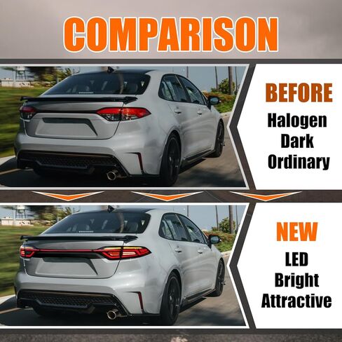 مصابيح خلفية LED لسيارة Toyota Corolla 2020-2024 مجموعة الضوء الخلفي مع ضوء الباب الخلفي/بدء الرسوم المتحركة/مصباح خلفي لإشارة الدوران المتسلسل (مدخن) in Kuwait