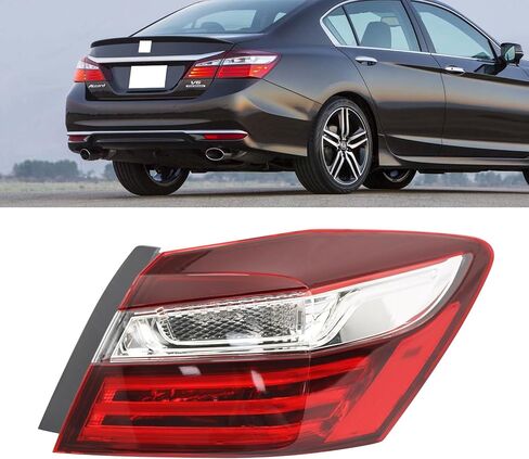 مجموعة مصابيح الذيل مناسبة لسيارة Honda Accord 2016 2017، مصباح فرامل خلفي يمين خارجي خلفي بديل للضوء جانب الركاب #HO2805108 (بدون مصابيح ومقبس) in Kuwait