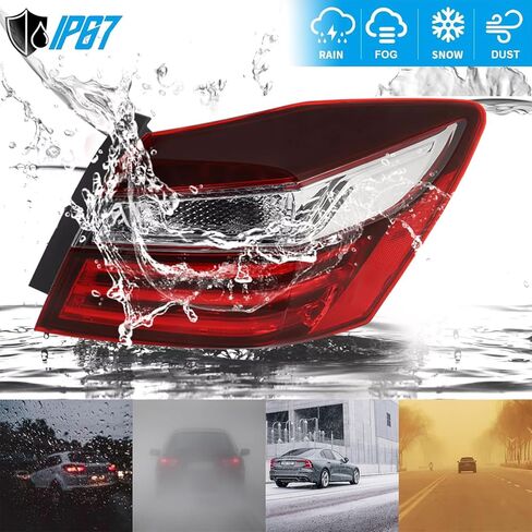 مجموعة مصابيح الذيل مناسبة لسيارة Honda Accord 2016 2017، مصباح فرامل خلفي يمين خارجي خلفي بديل للضوء جانب الركاب #HO2805108 (بدون مصابيح ومقبس) in Kuwait