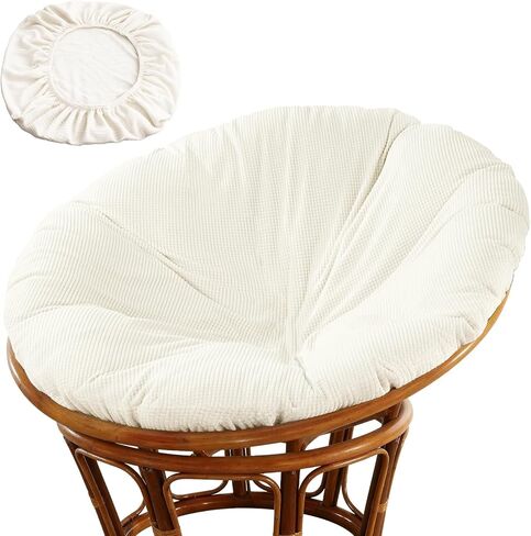 غطاء وسادة كرسي باباسان، غطاء من الصوف الناعم المخملي مقاس 55 بوصة × 55 بوصة فقط، قابل للإزالة والغسل في الغسالة بتصميم قابل للتعديل (أبيض) in Kuwait