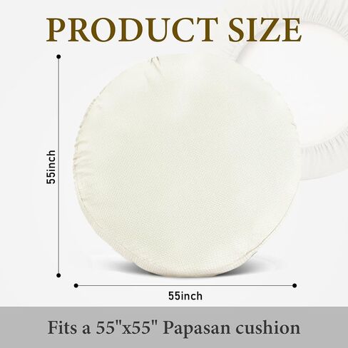 غطاء وسادة كرسي باباسان، غطاء من الصوف الناعم المخملي مقاس 55 بوصة × 55 بوصة فقط، قابل للإزالة والغسل في الغسالة بتصميم قابل للتعديل (أبيض) in Kuwait